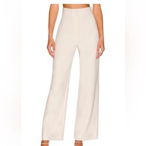 Anna High rise Elegant Cream Wide-Leg Women's Pants